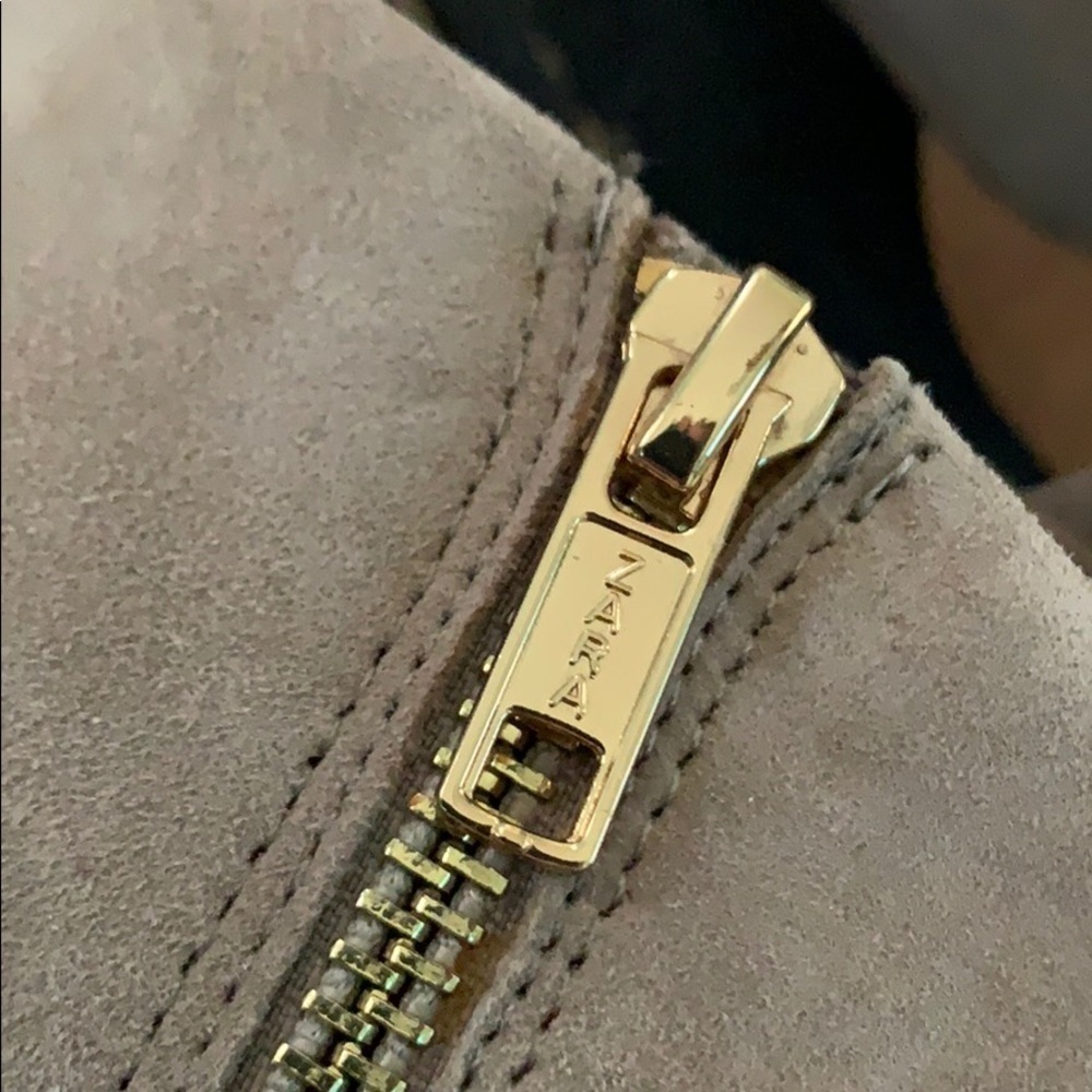 Zara WOMAN Tan Suede Ruffle Booties - Picture 6 of 15